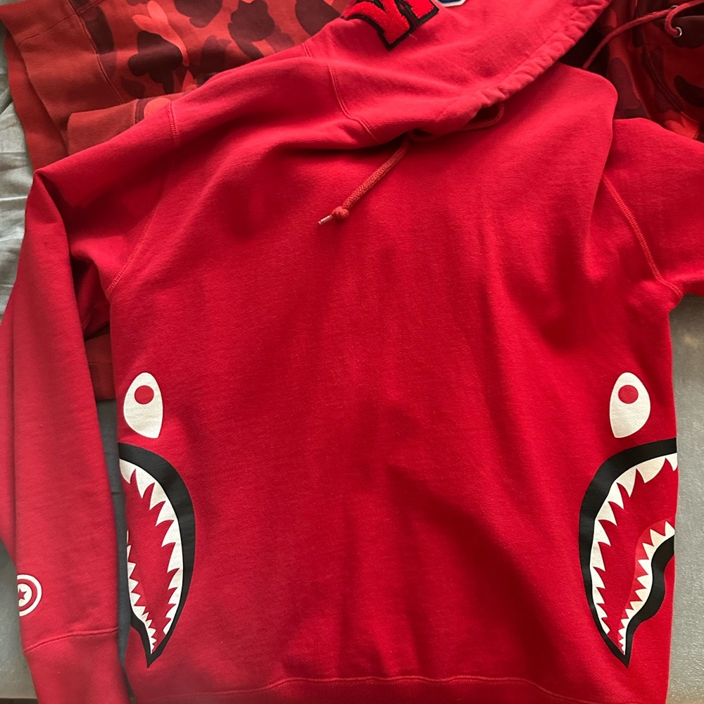Bape Red Shark Hoodie